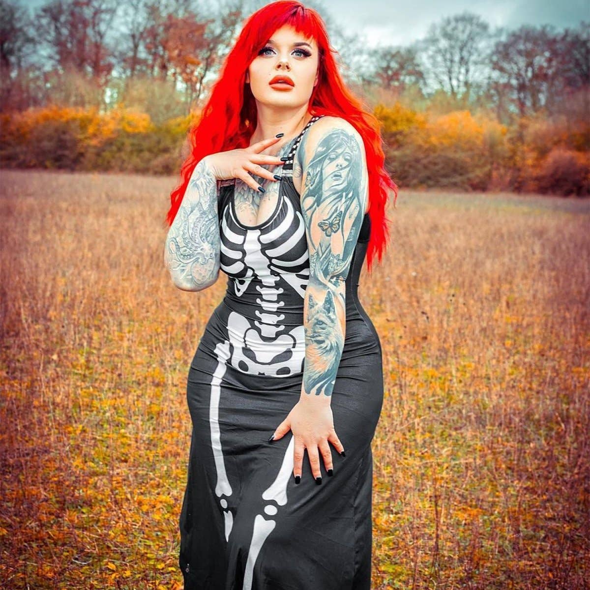 Skeleton Bones Magick Maxi Dress