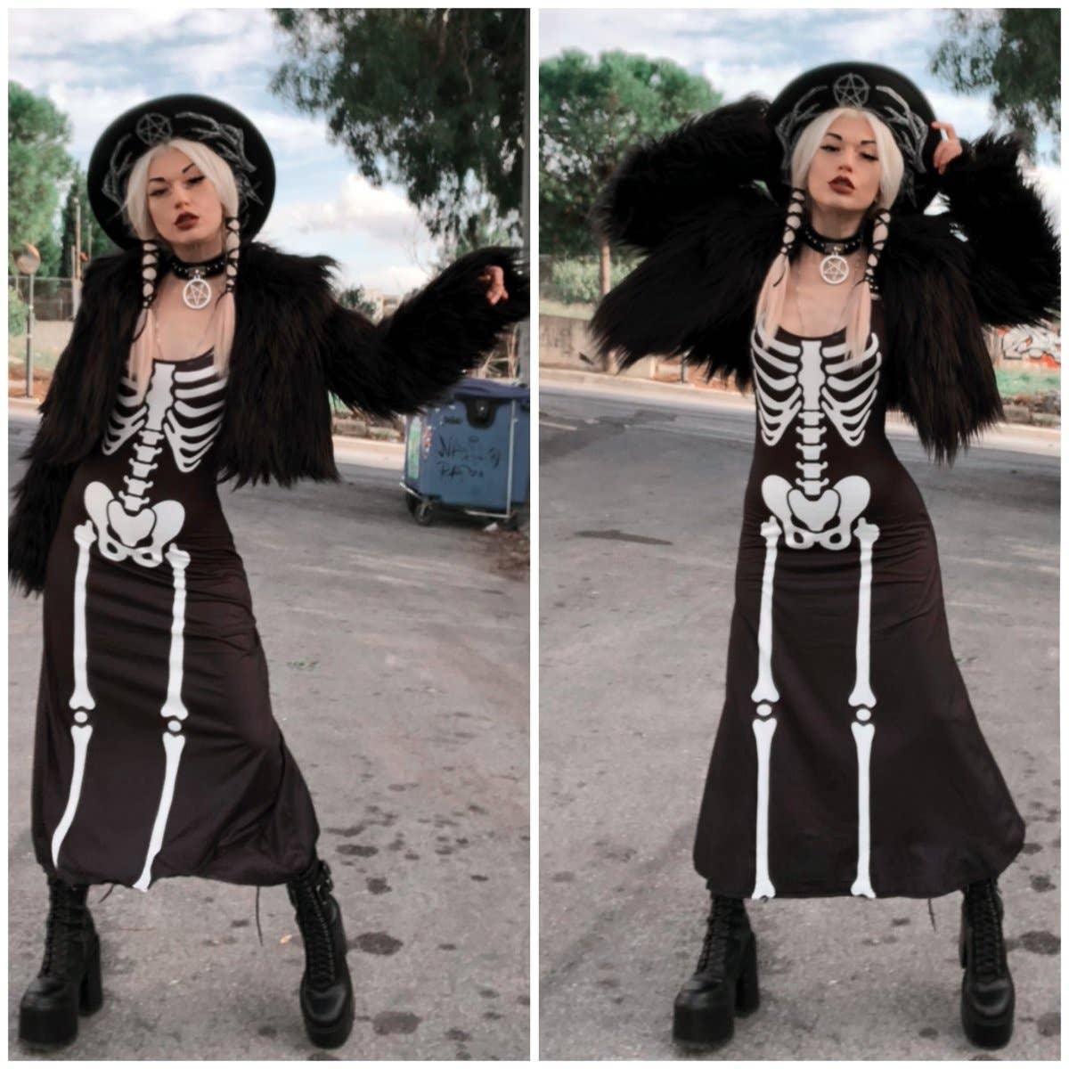 Skeleton Bones Magick Maxi Dress