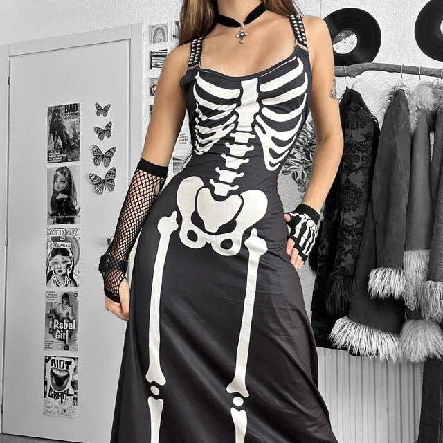Skeleton Bones Magick Maxi Dress