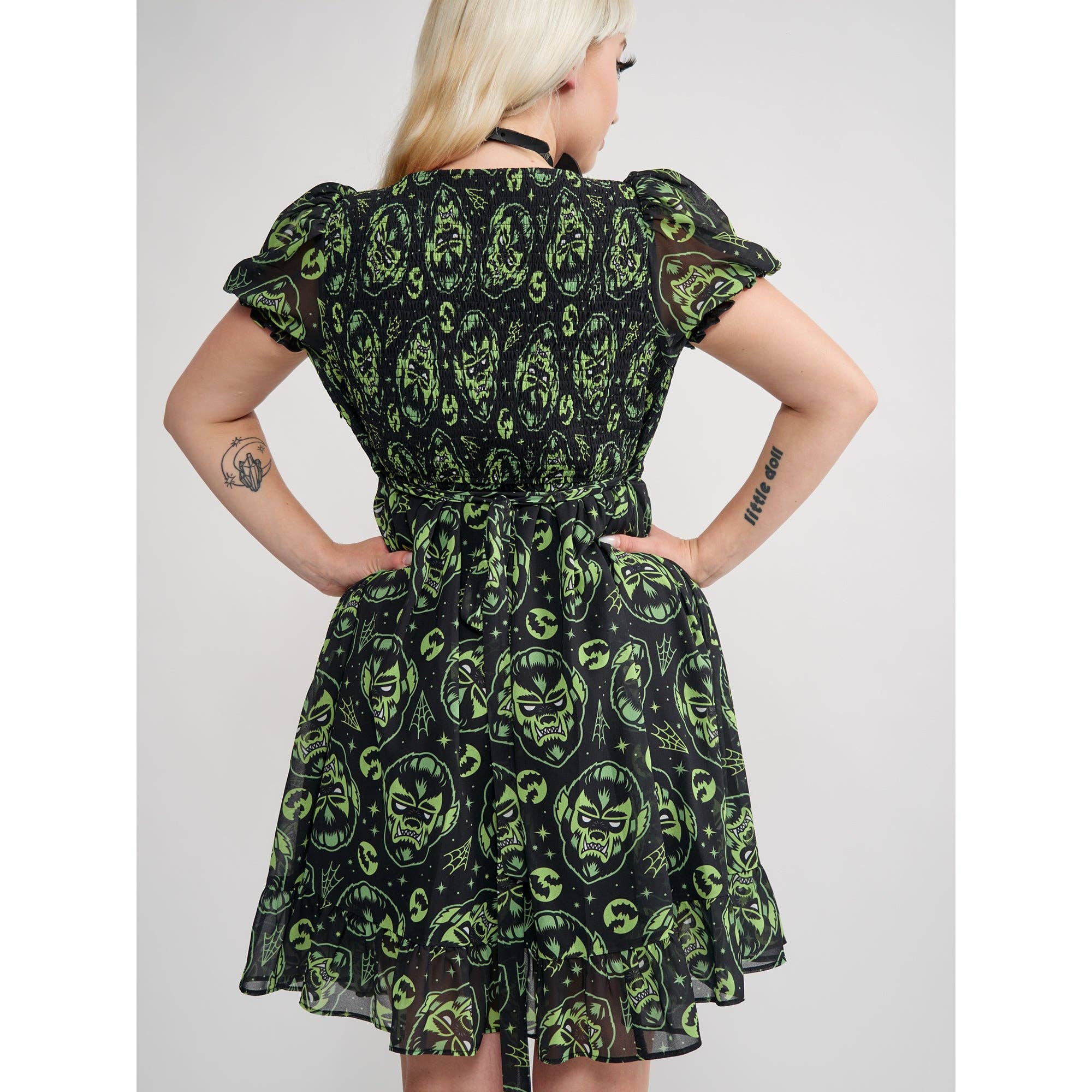 Creampuff Werewolf Dress in Green and Black