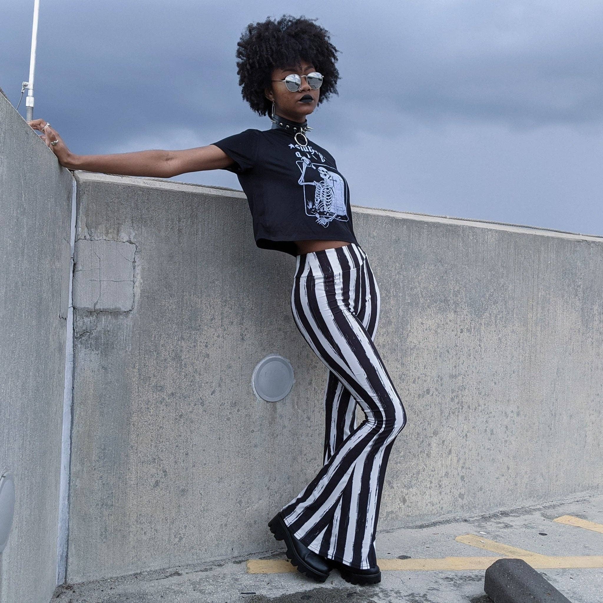Black and White Striped Hellz Bellz Flares