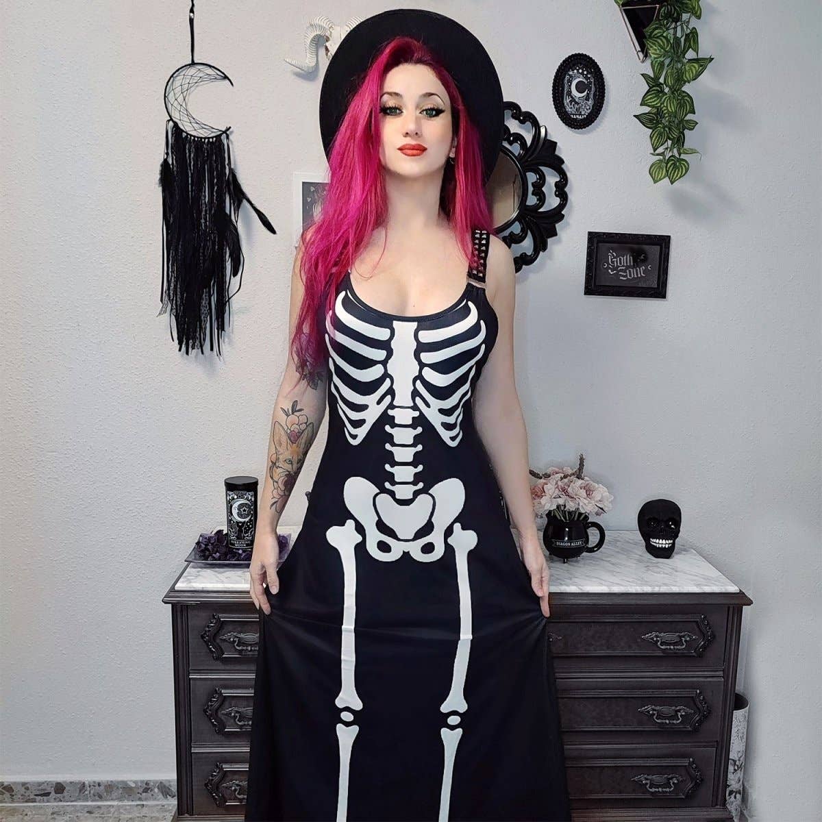 Skeleton Bones Magick Maxi Dress