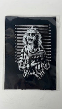 Beetlejuice Mug Shot Cloth Patch