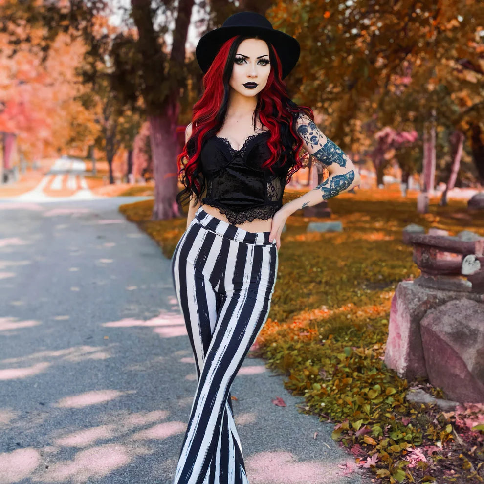 Black and White Striped Hellz Bellz Flares