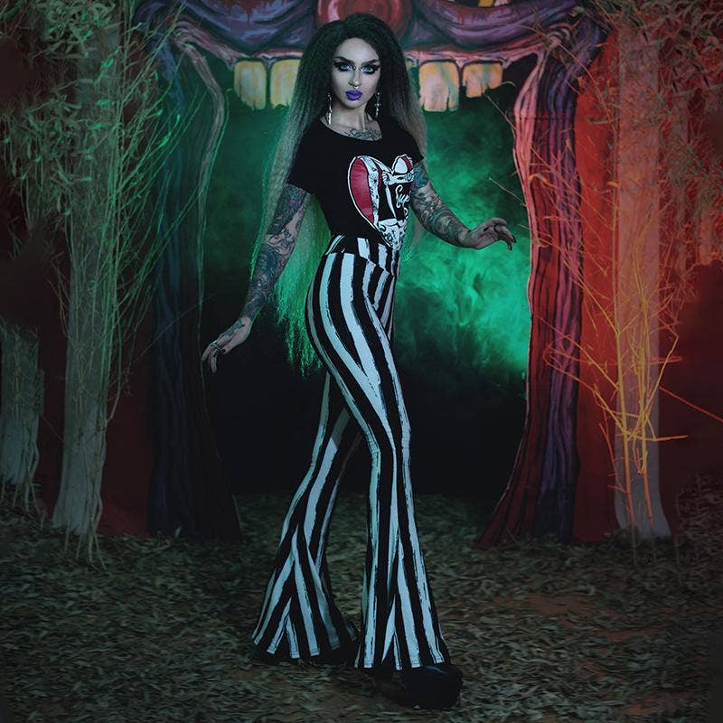 Black and White Striped Hellz Bellz Flares