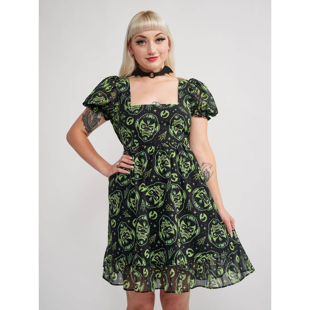 Creampuff Werewolf Dress in Green and Black