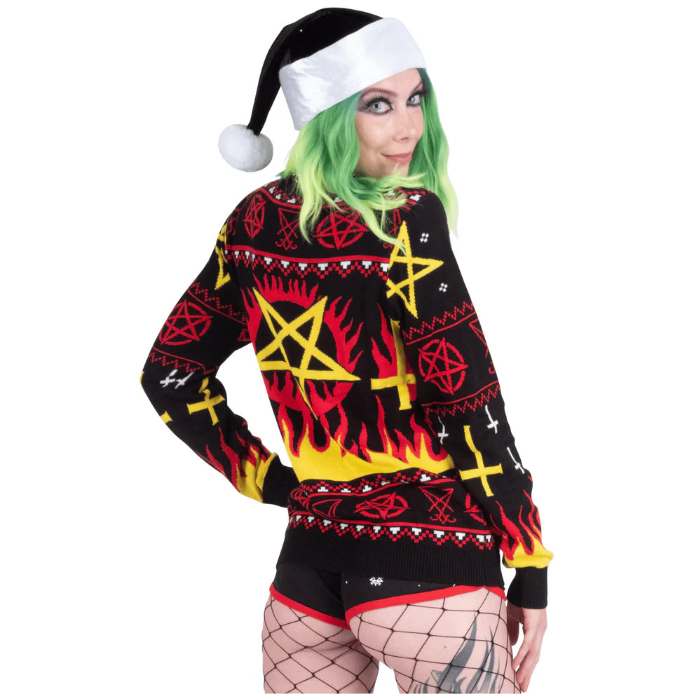 Black Metal Church Fire Sweater
