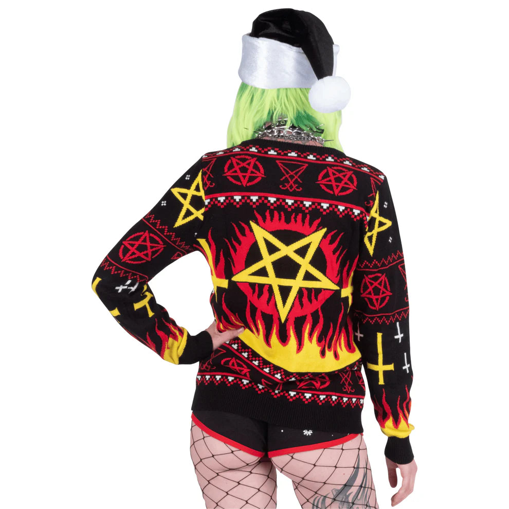 Black Metal Church Fire Sweater