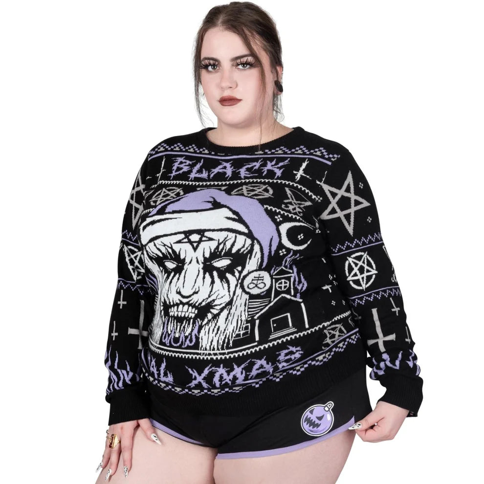 Black Metal Meme Knit Xmas Sweater