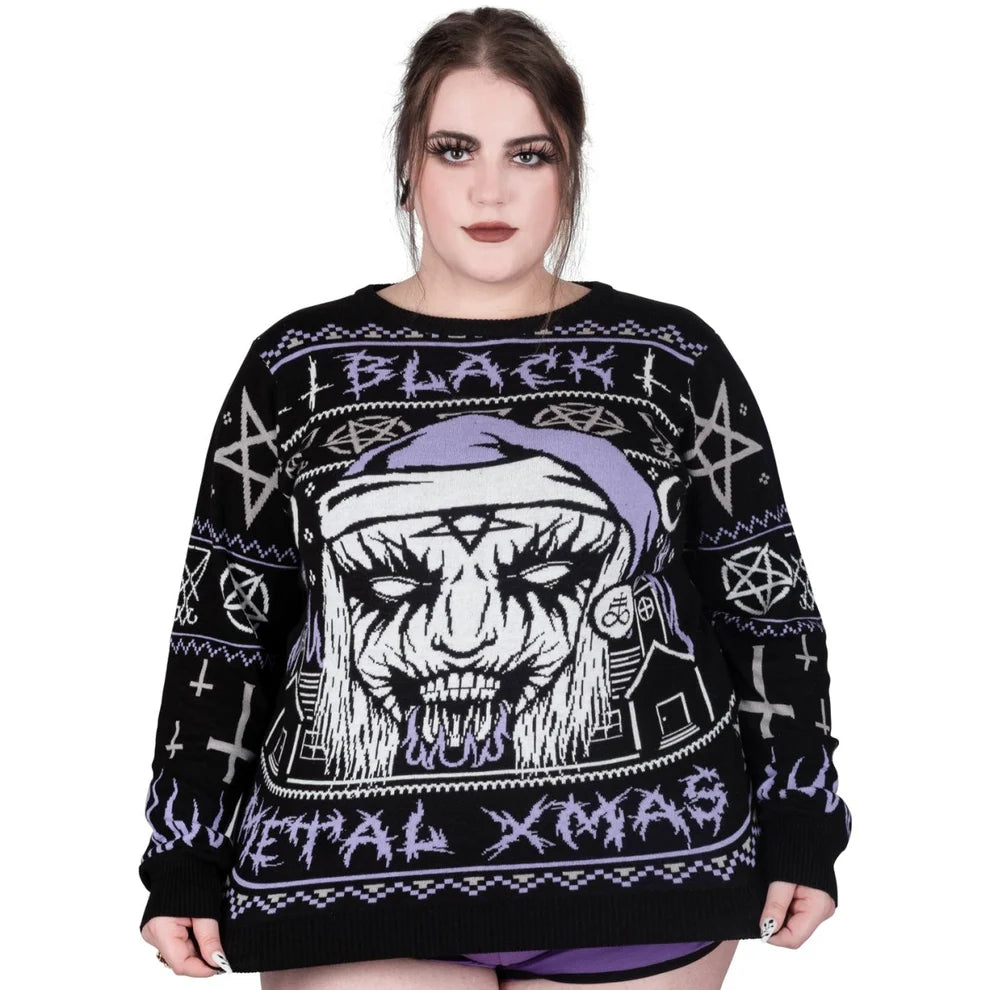 Black Metal Meme Knit Xmas Sweater