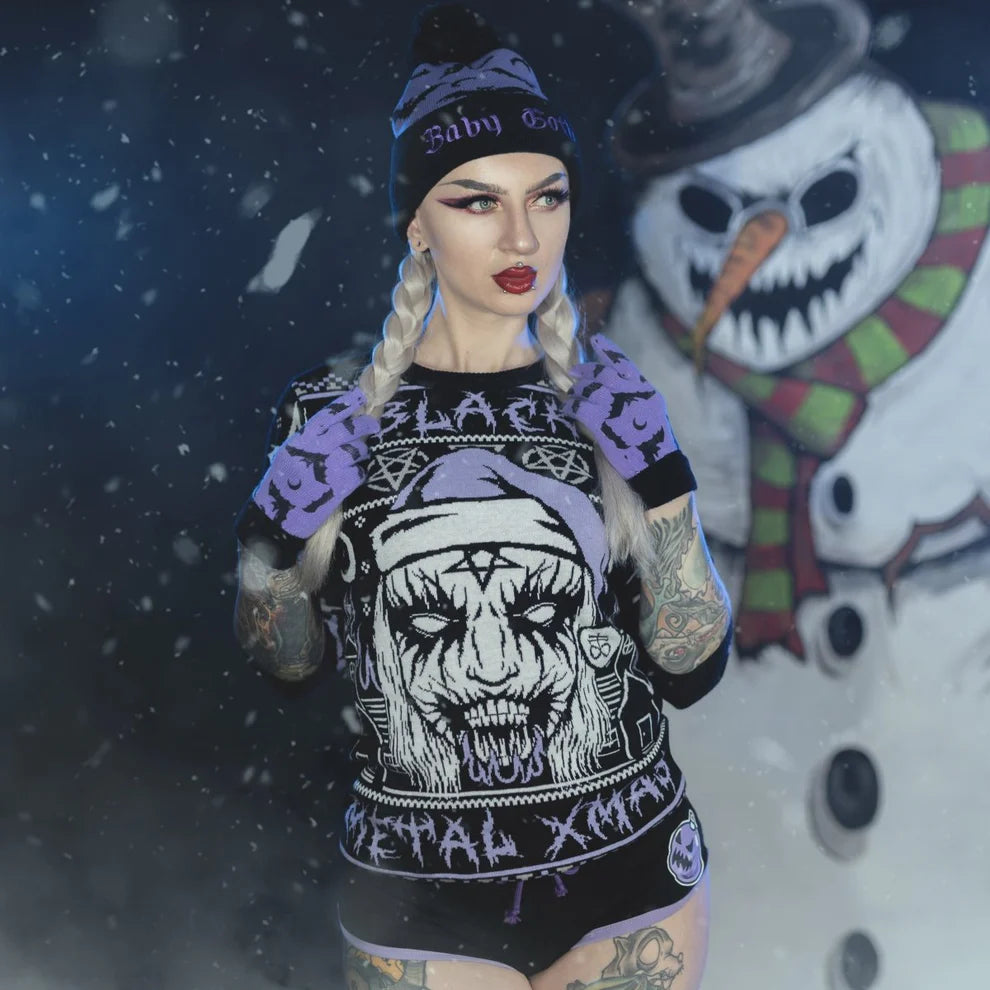 Black Metal Meme Knit Xmas Sweater