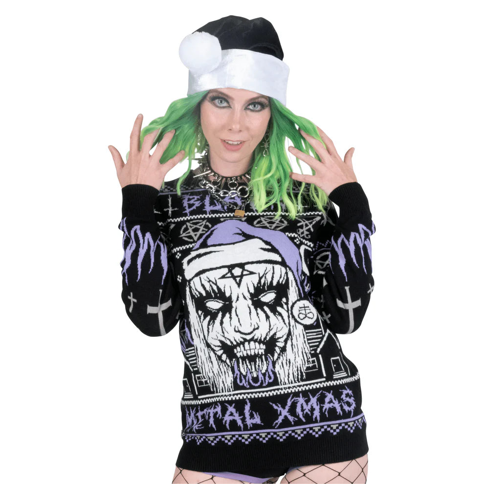 Black Metal Meme Knit Xmas Sweater