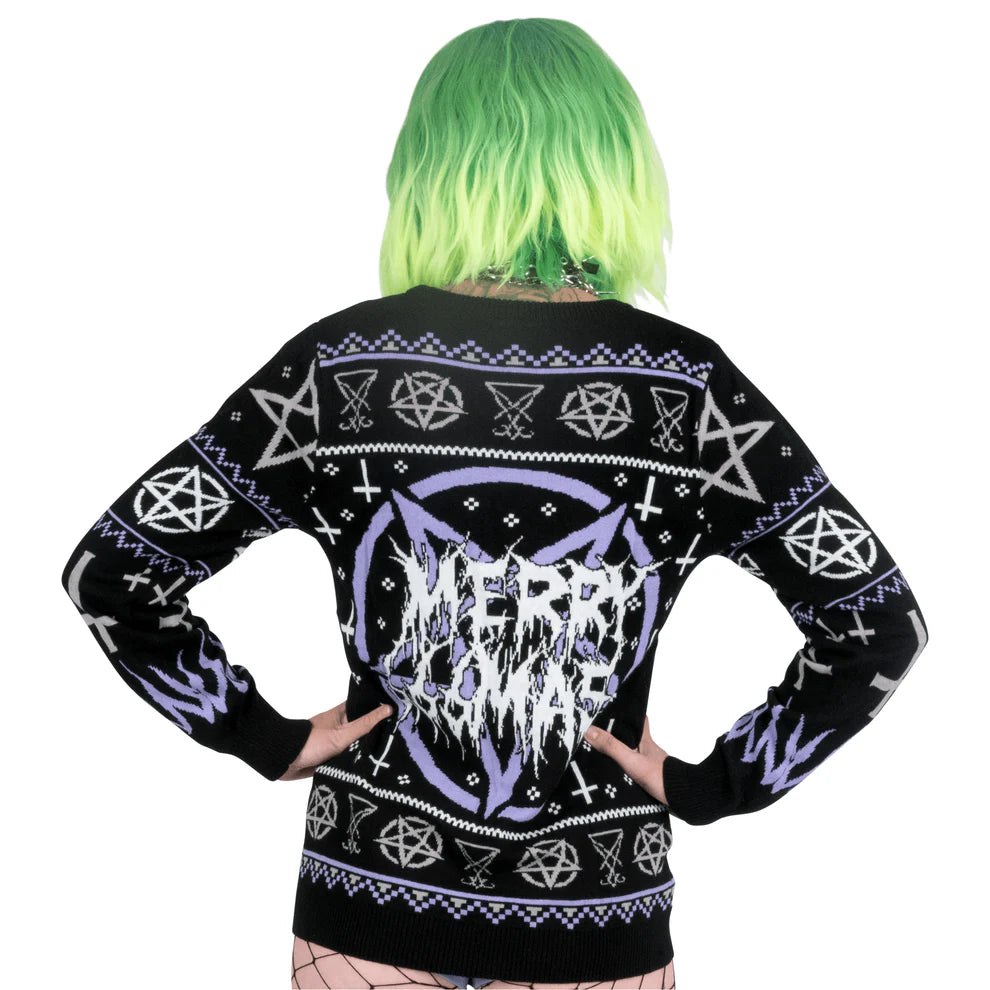 Black Metal Meme Knit Xmas Sweater