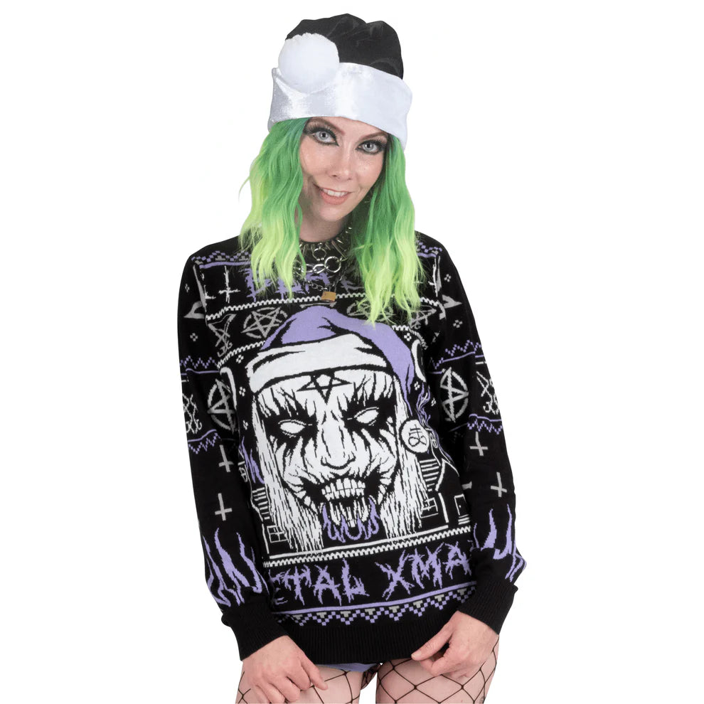 Black Metal Meme Knit Xmas Sweater