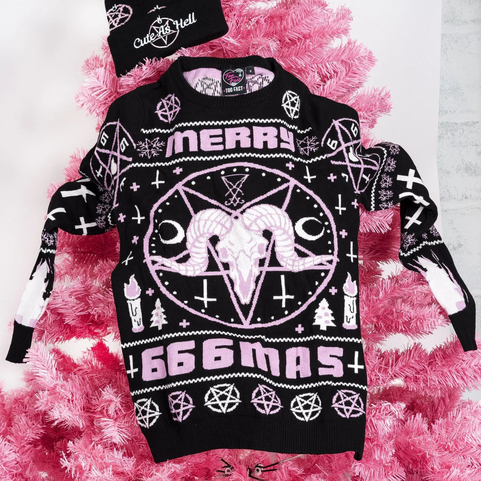Pastel Goth Pink Merry 666mas Sweater