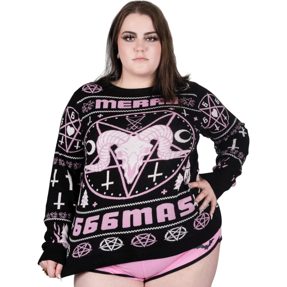 Pastel Goth Pink Merry 666mas Sweater