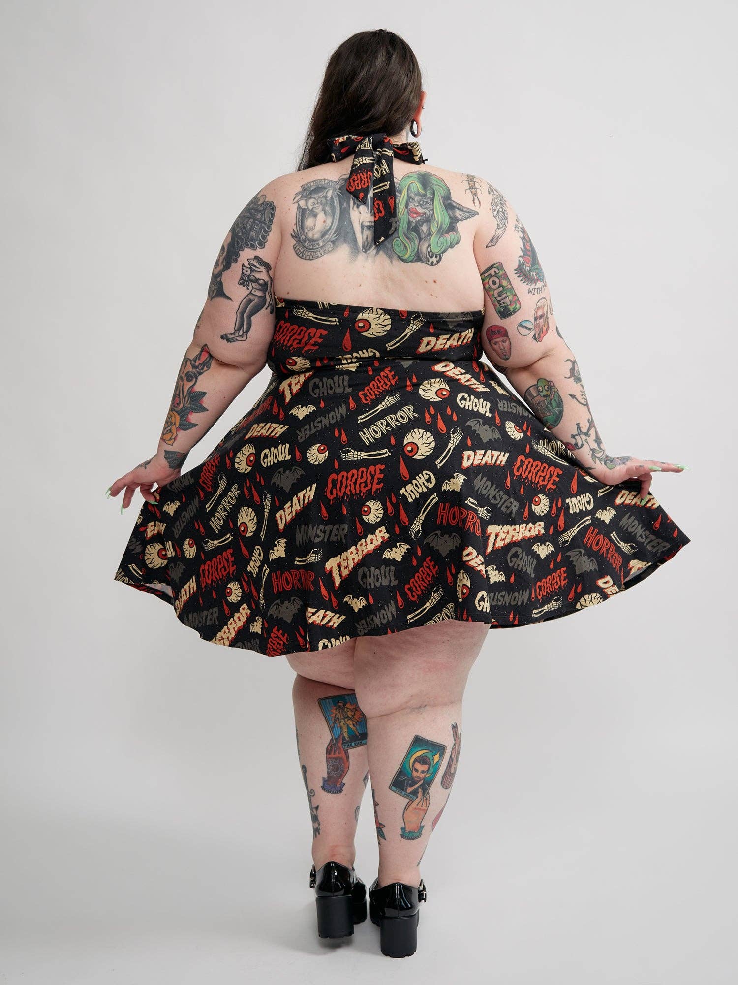 creepy horror skater halter dress plus back