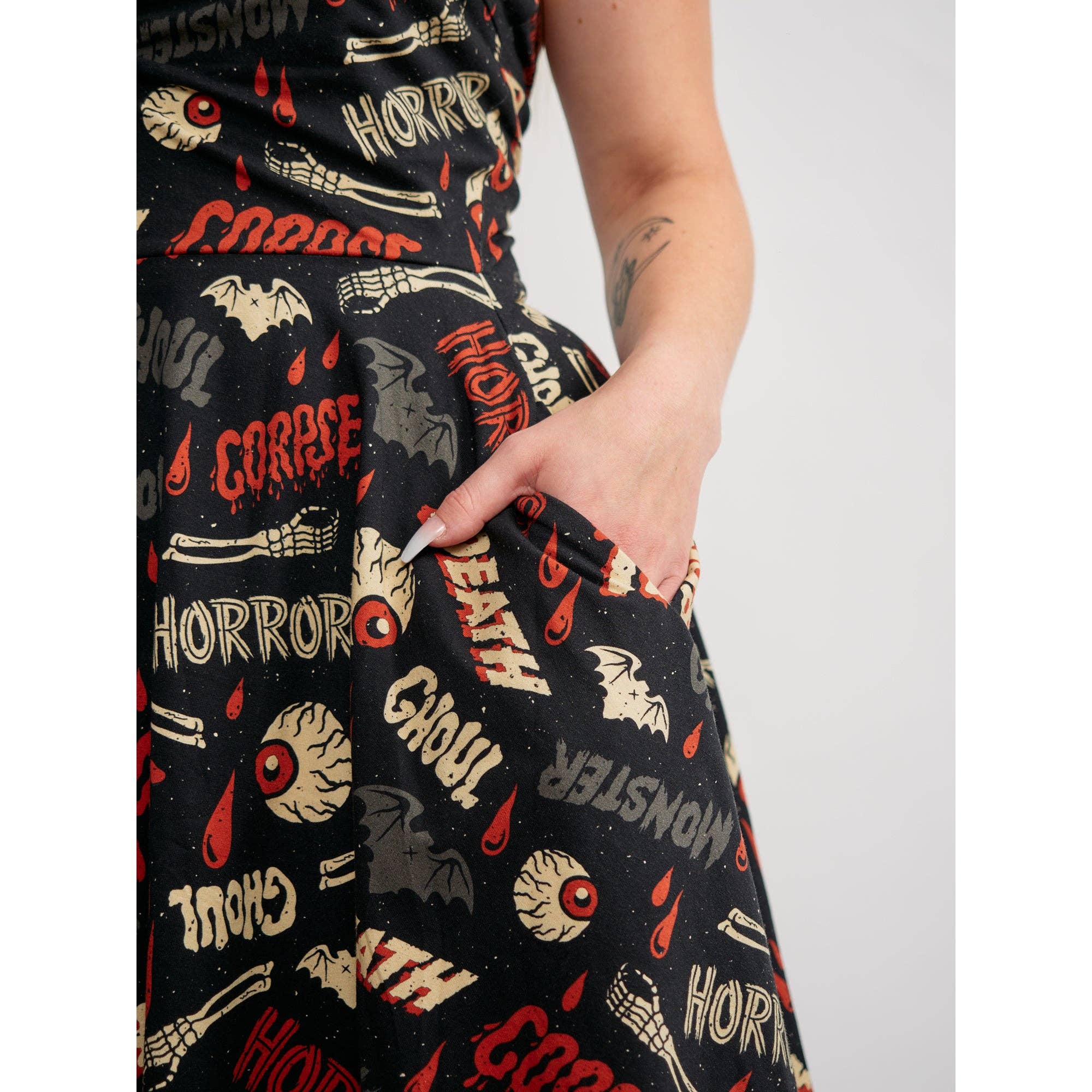 creepy horror skater halter dress has pockets