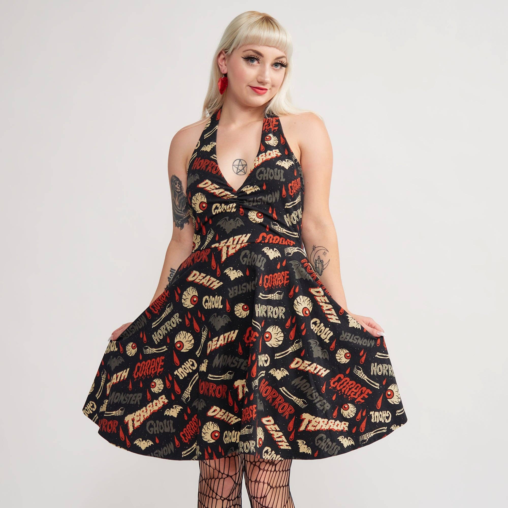 creepy horror skater halter dress