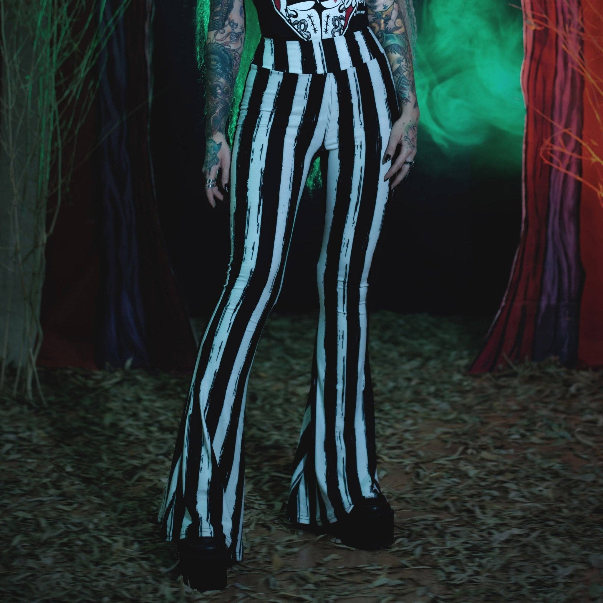 Black and White Striped Hellz Bellz Flares