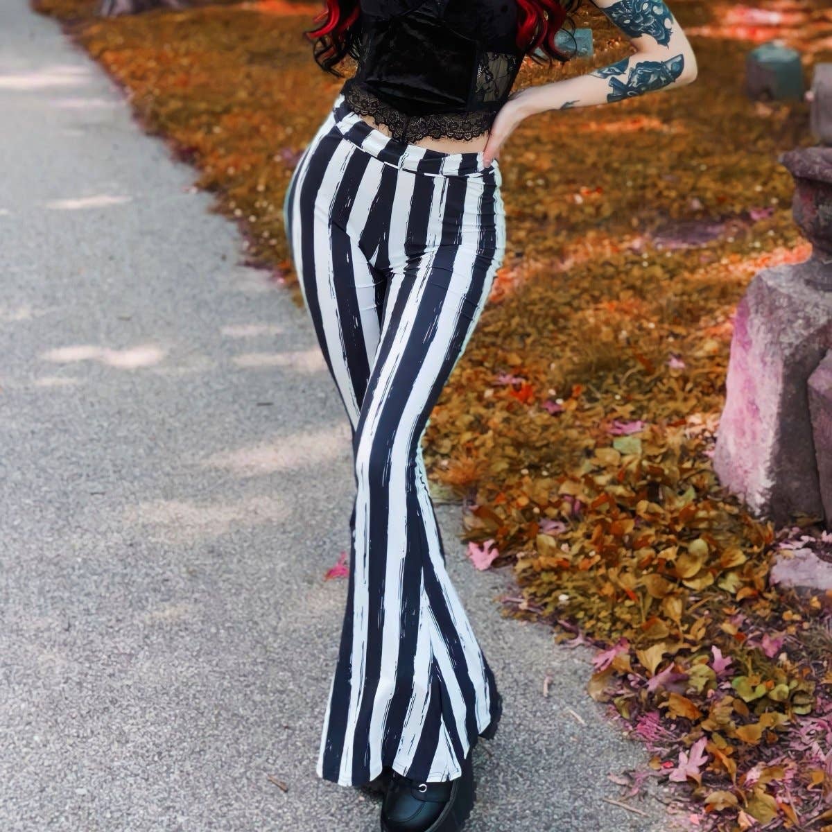 Black and White Striped Hellz Bellz Flares