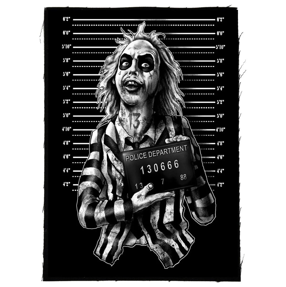 Beetlejuice Mug Shot Cloth Patch