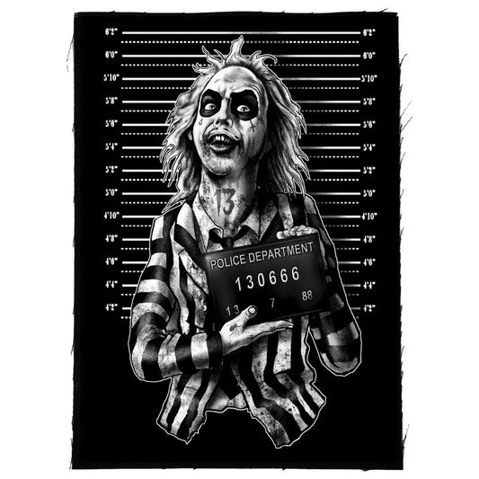 Beetlejuice Mug Shot Cloth Patch