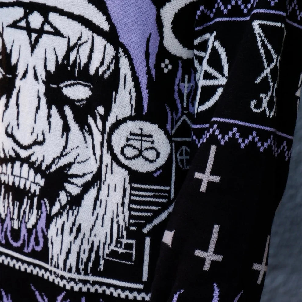 Black Metal Meme Knit Xmas Sweater
