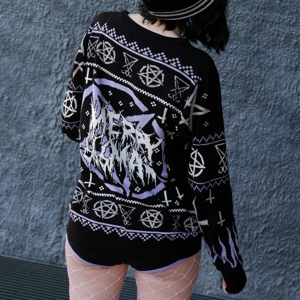 Black Metal Meme Knit Xmas Sweater