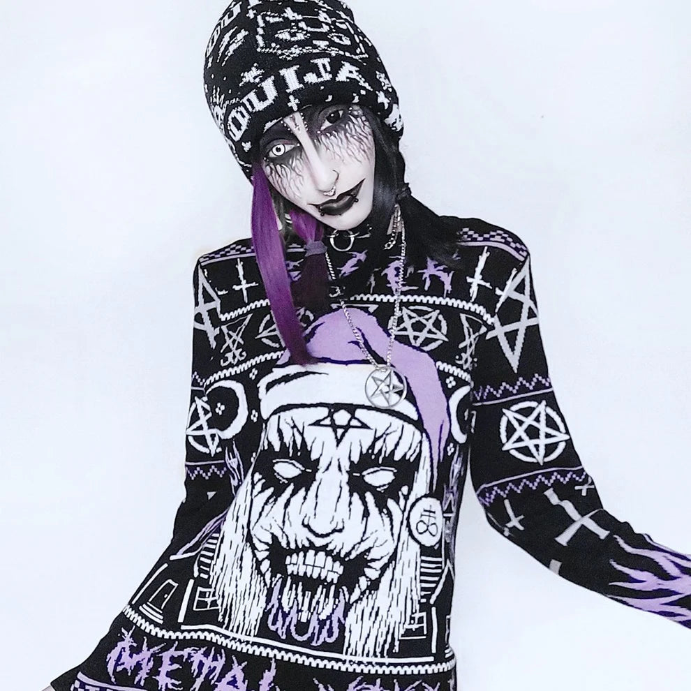 Black Metal Meme Knit Xmas Sweater