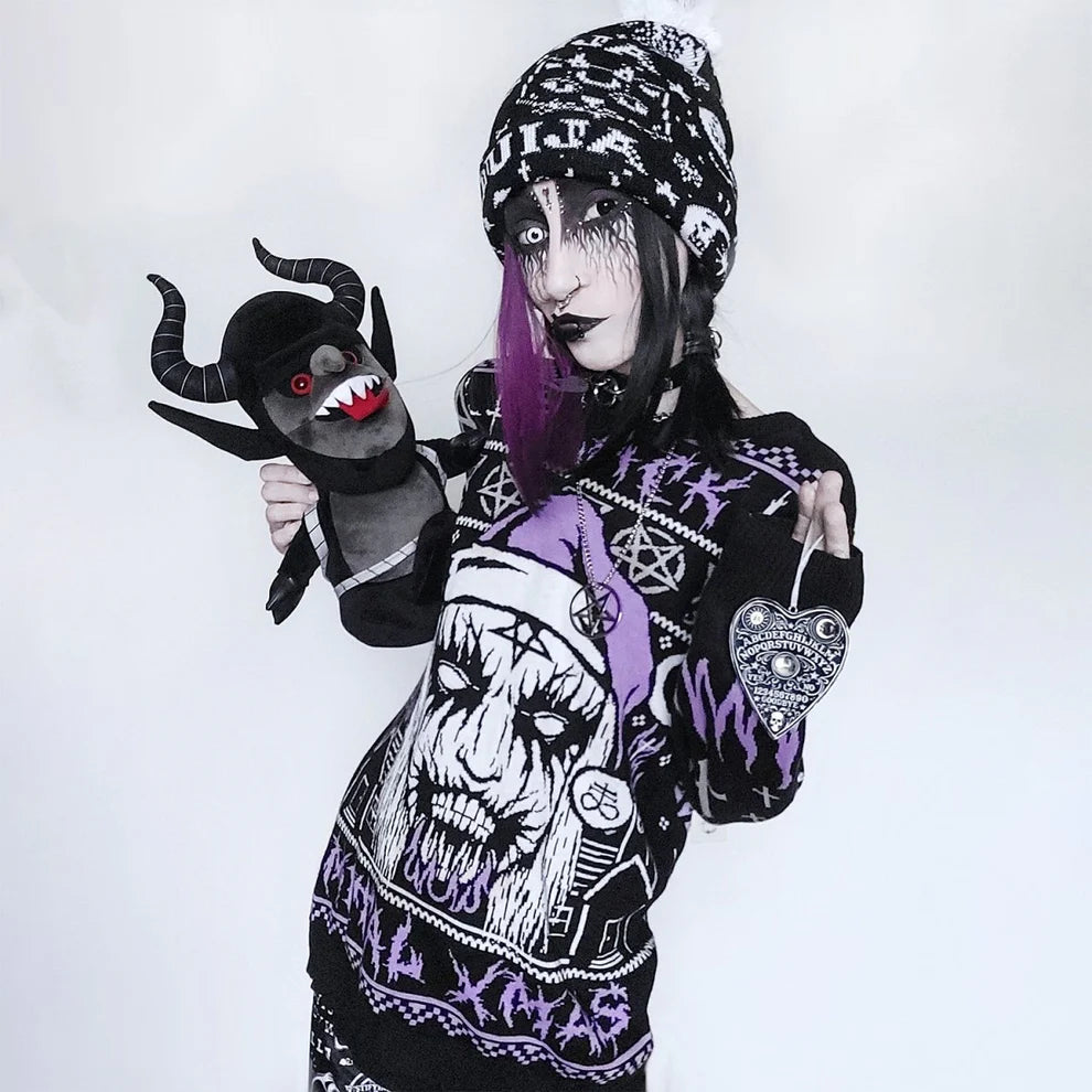 Black Metal Meme Knit Xmas Sweater