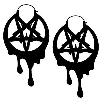 Drippy Metal Pentagram Earrings