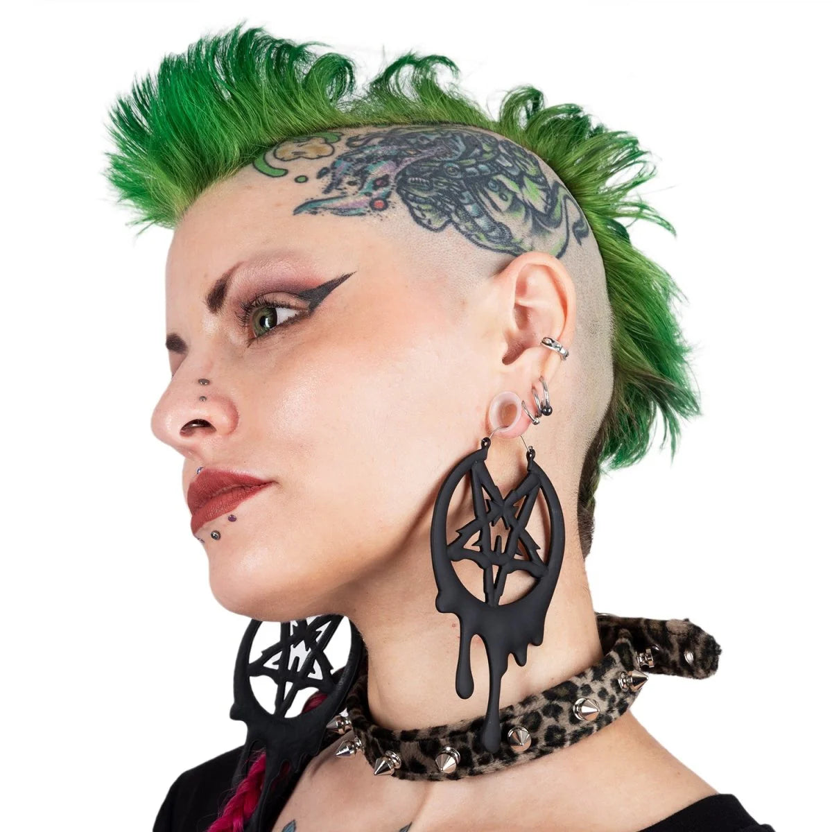 Drippy Metal Pentagram Earrings