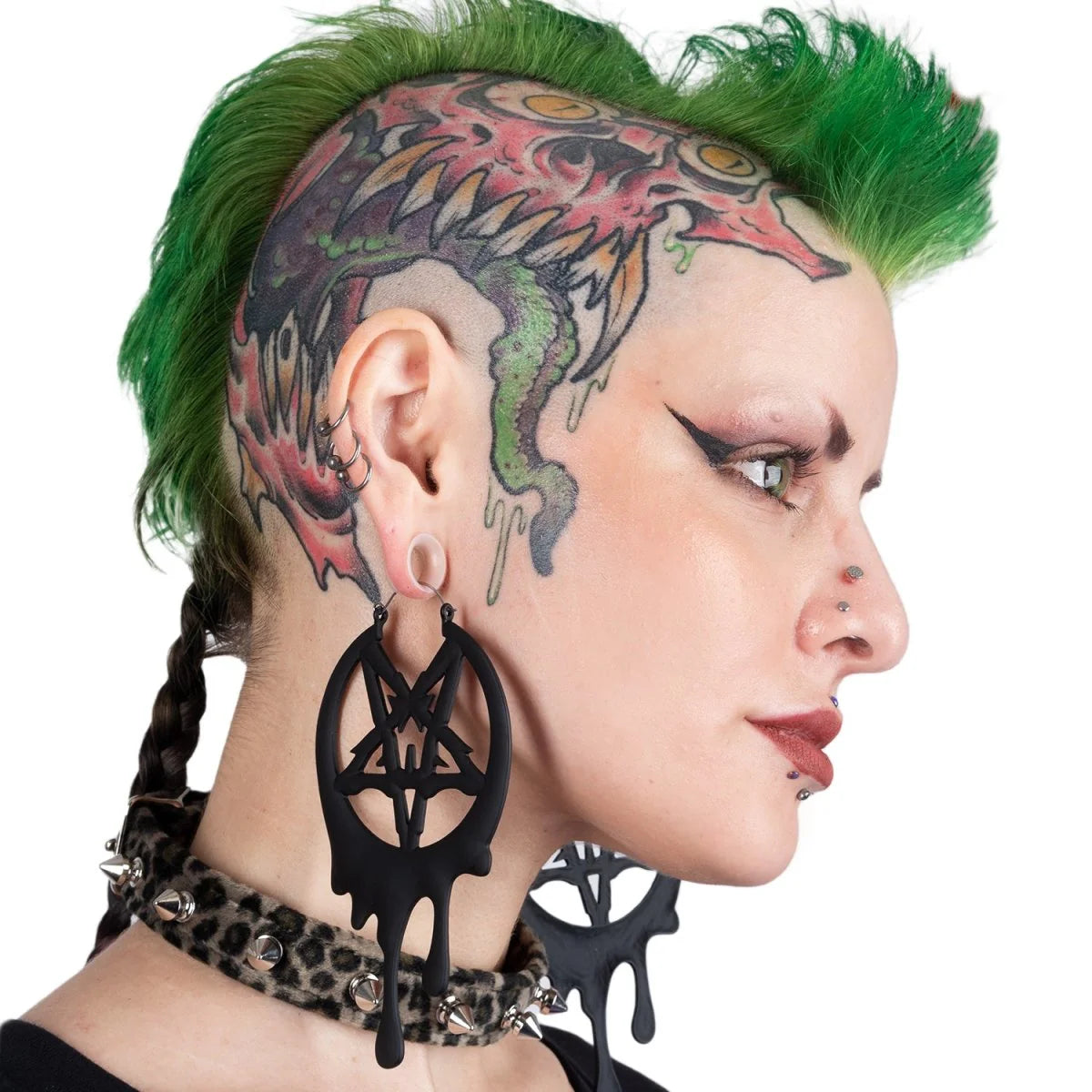 Drippy Metal Pentagram Earrings