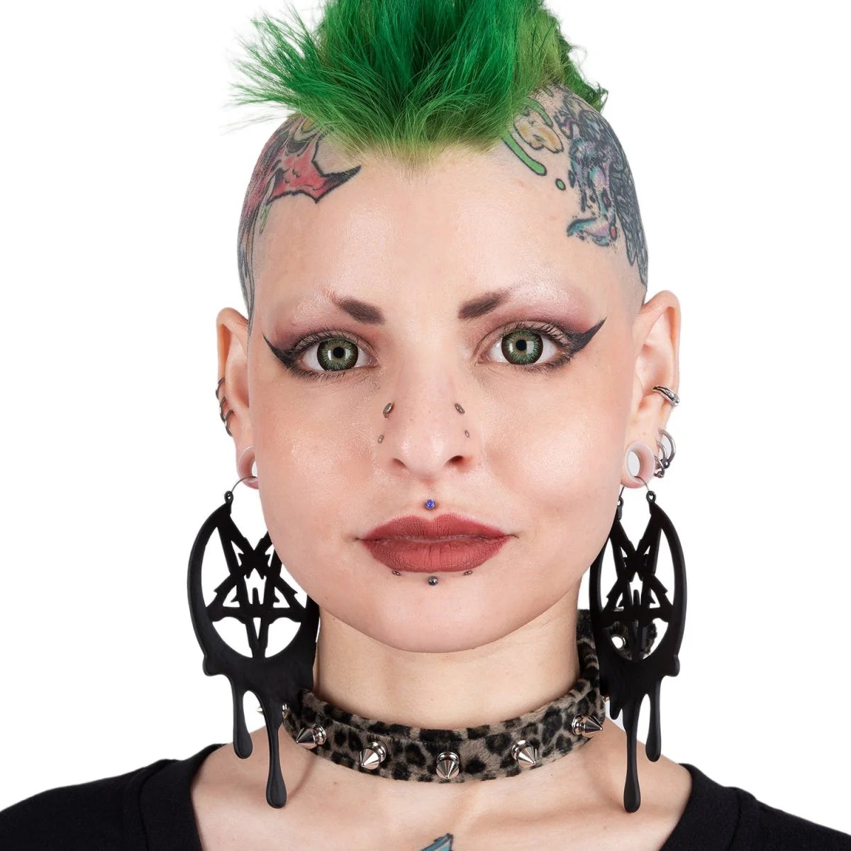 Drippy Metal Pentagram Earrings