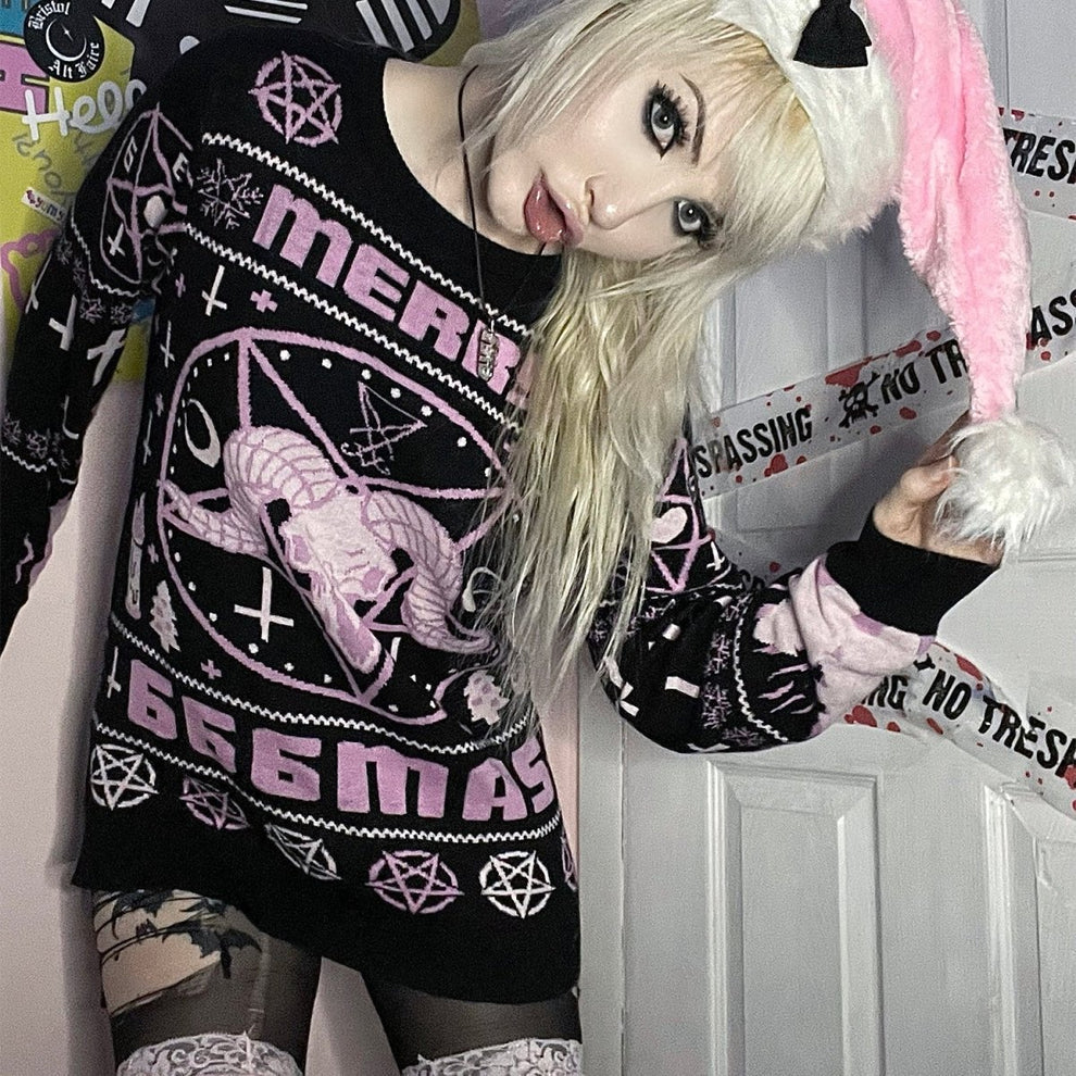 Pastel Goth Pink Merry 666mas Sweater