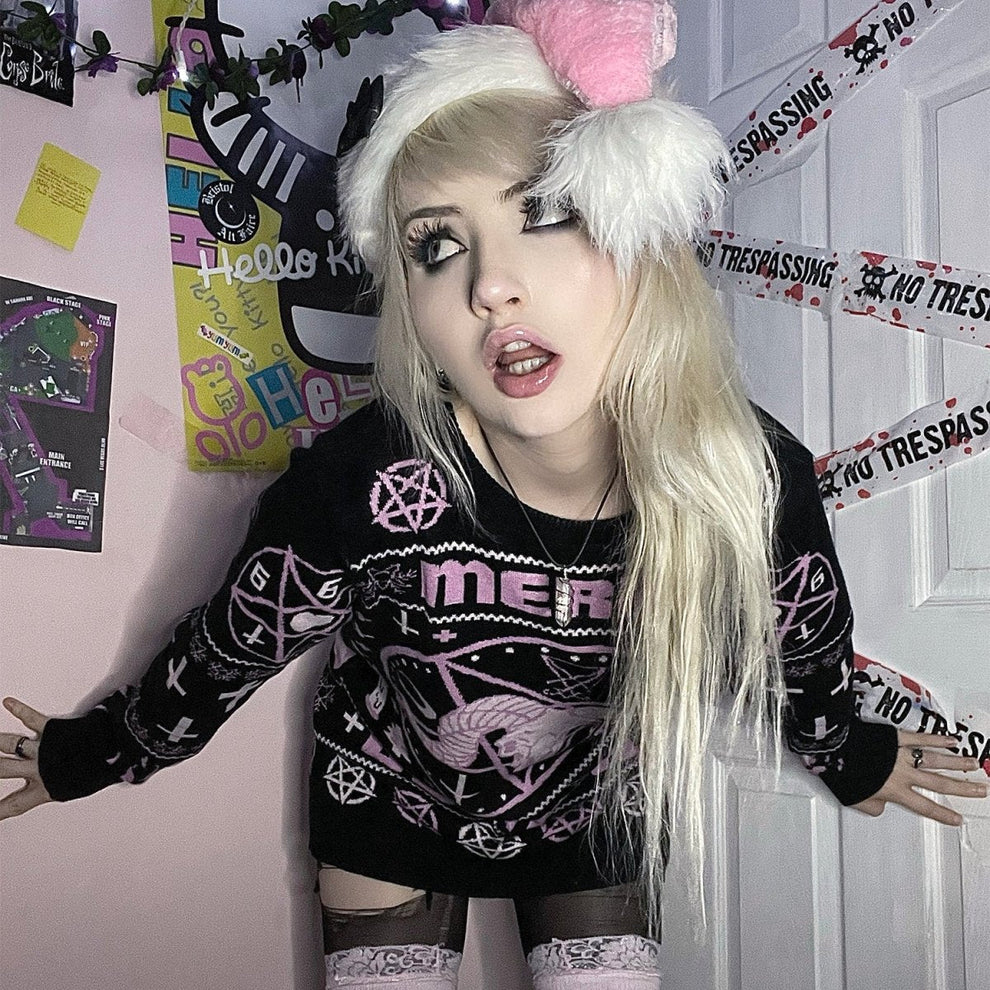 Pastel Goth Pink Merry 666mas Sweater