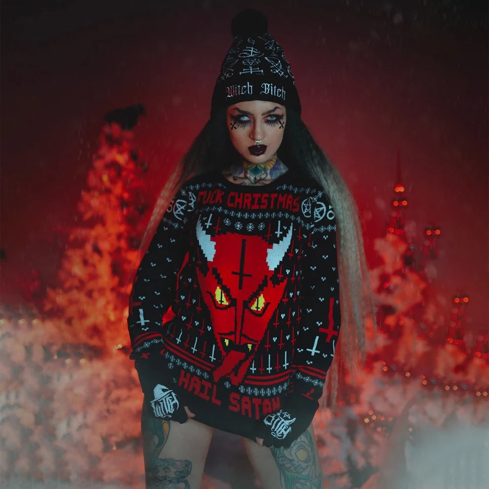 Demon Face Knit Xmas Sweater