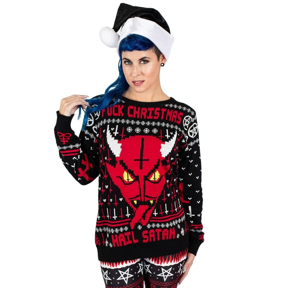 Demon Face Knit Xmas Sweater