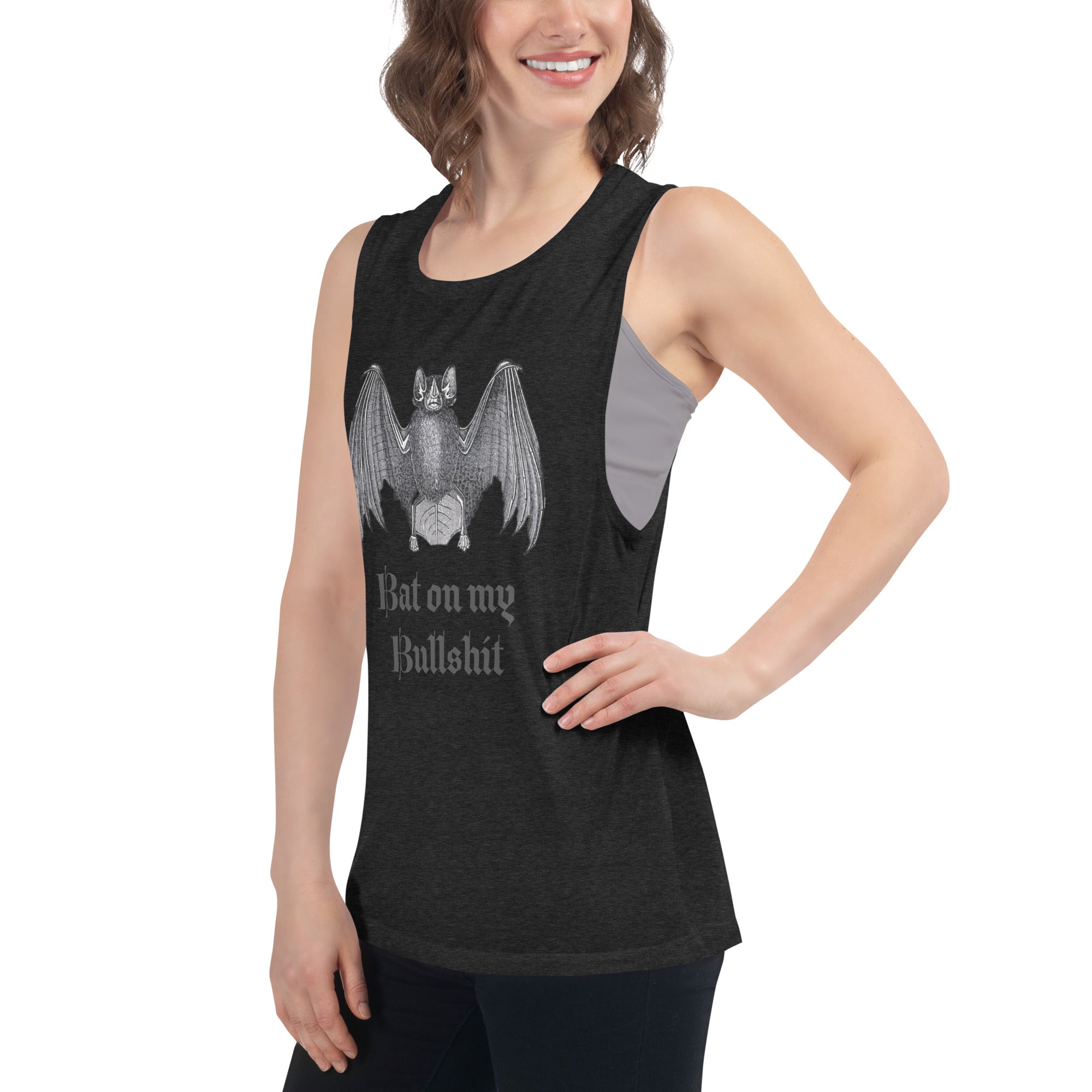 Bat on My Bullshit Ladies’ Muscle Tank