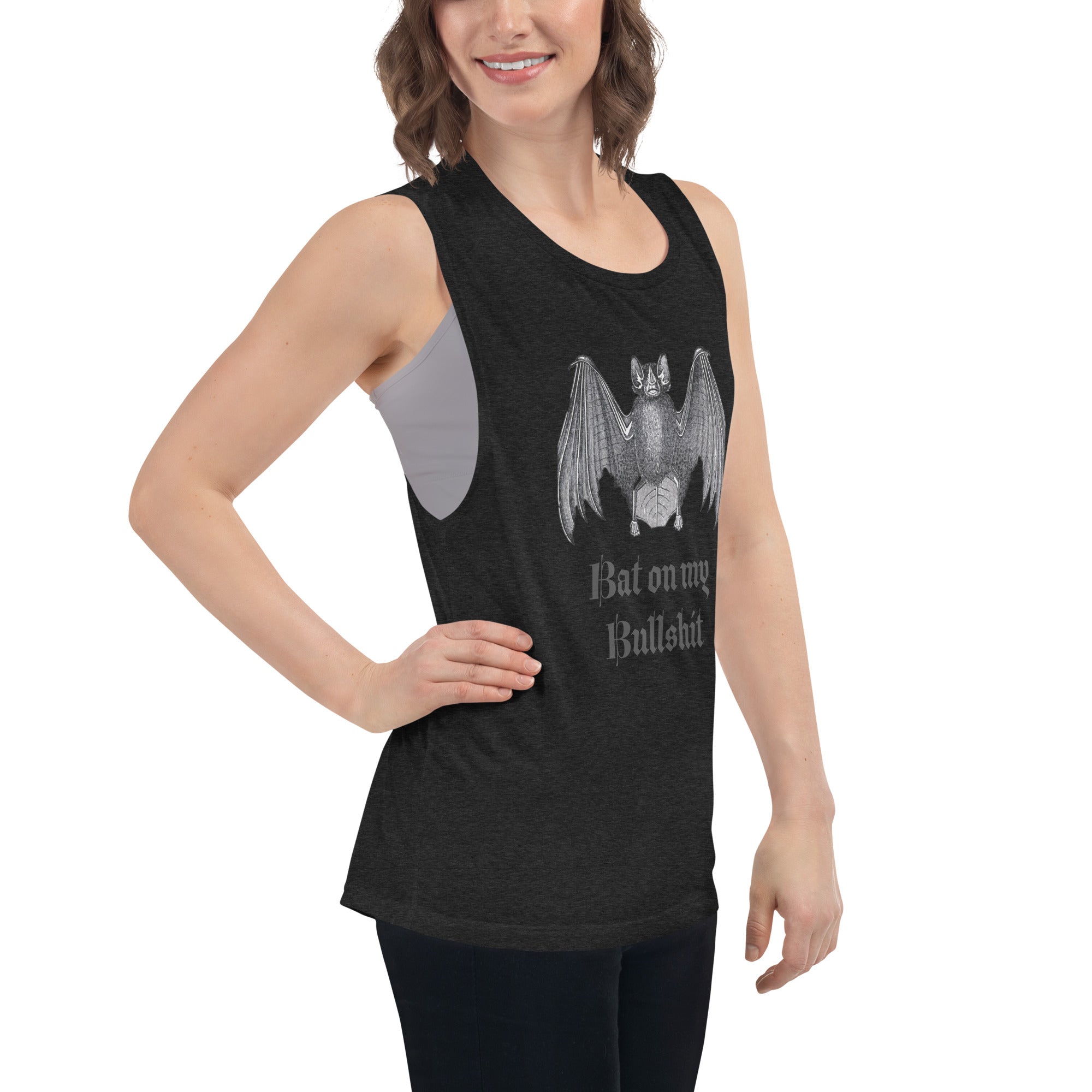 Bat on My Bullshit Ladies’ Muscle Tank