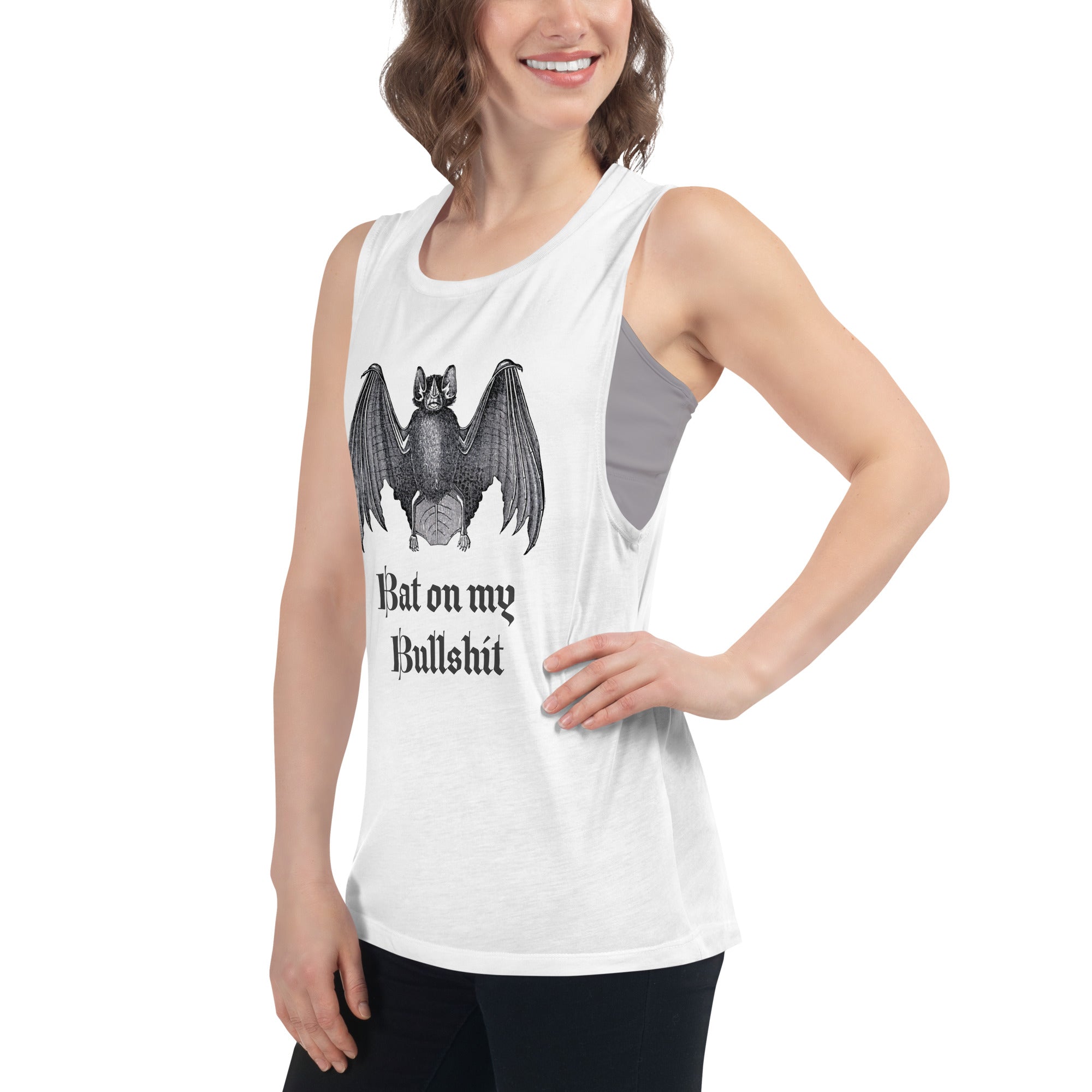 Bat on My Bullshit Ladies’ Muscle Tank