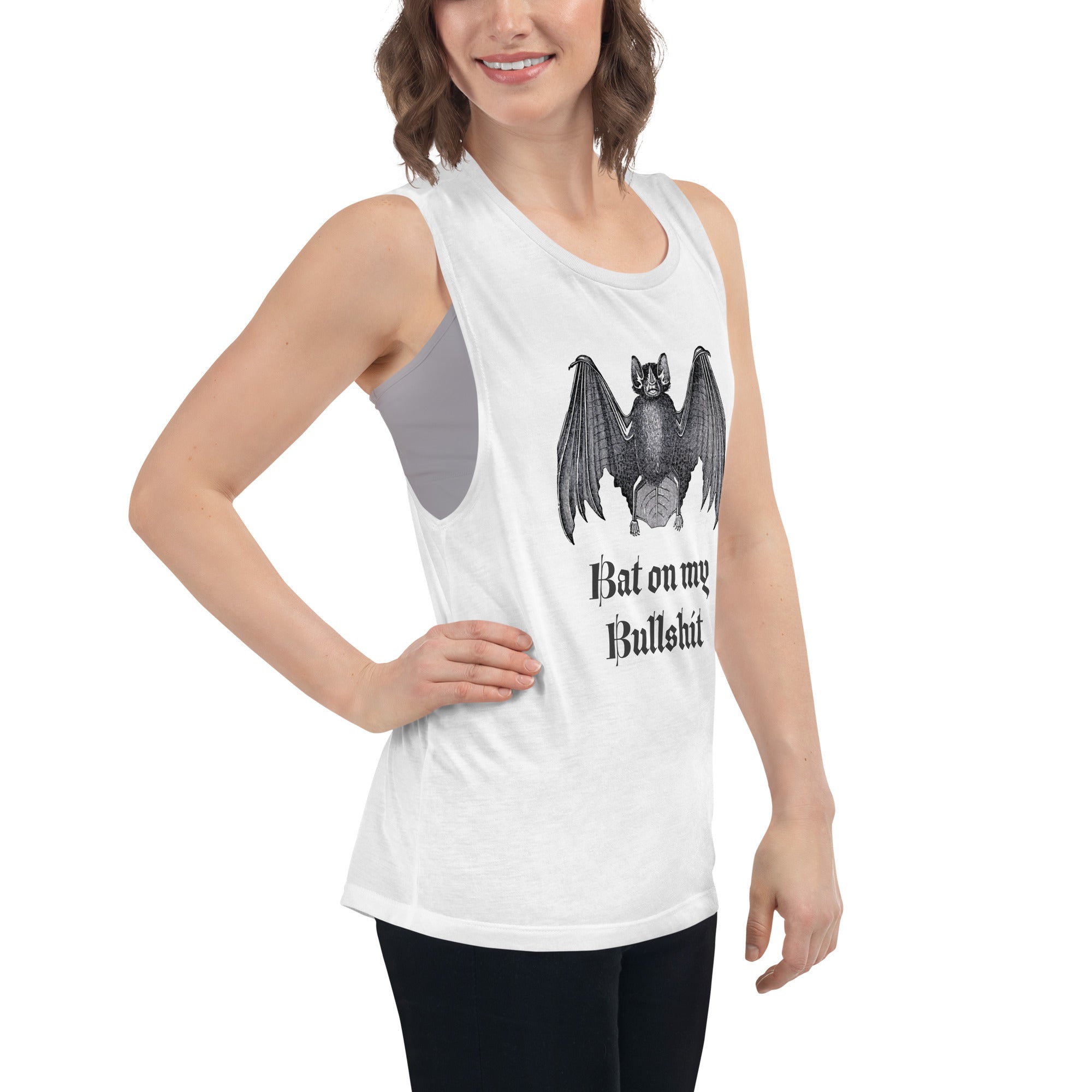 Bat on My Bullshit Ladies’ Muscle Tank