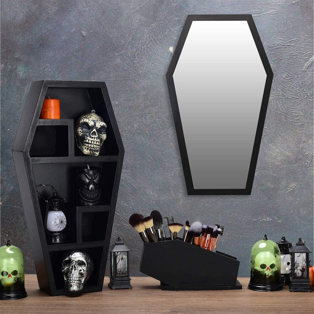 Decorative Coffin Shaped Shelf for Wall or Desktop